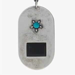 NWOT Degs & Sal Sterling Silver Onyx & Turquoise Dog Tag | Pendant Only🔥🔥